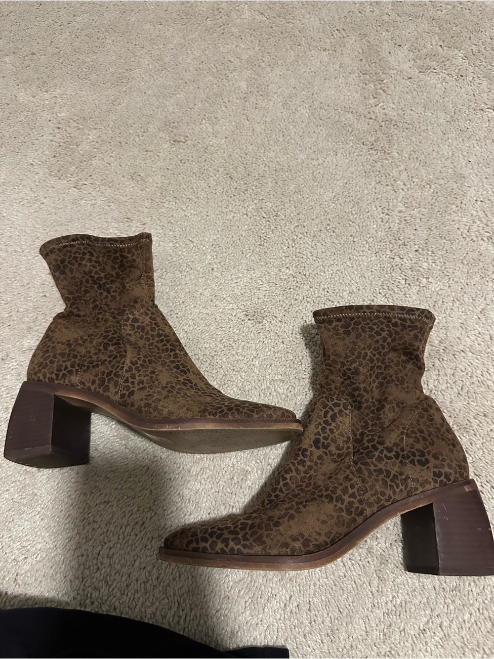 Dolce vita Brown Animal-Print Suede Ankle Boots